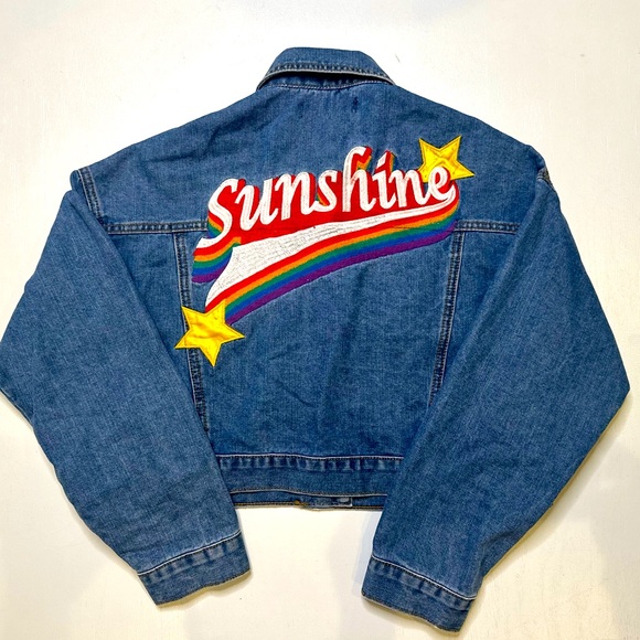 Forever 21, like new, embroidered “Sunshine” Jean jacket, Small - Picture 4 of 6